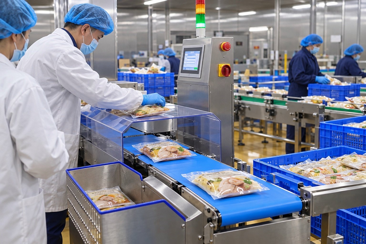 3000g动态检重秤案例 预制菜成品重量检测解决方案